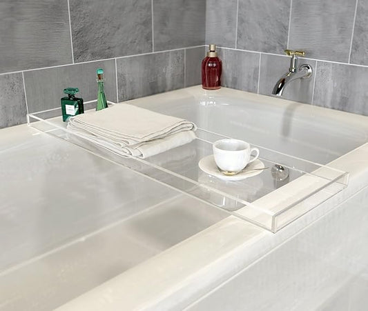 ONELUX Durable Clear Acrylic Towel Tray,Lucite Bath Tray Caddy