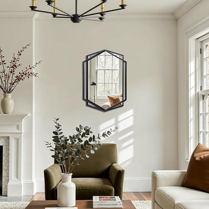 LuxenHome 31.8X22 Inch Wall Mirror, Bathroom Mirrors for Over Sink, Metal Frame Vanity Mirror for Wall, Black Mirror for Bathroom, Wall Mounted Mirror for Entryway, Bedroom, Living Room, Dining Room