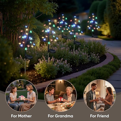 Solar Garden Lights Outdoor Waterproof,Solar Flowers for Outside Decorative,Solar Powered Fairy Outdoor Decorations for Yard,Patio,Lawn,Pathway Christmas Gardening Gifts Garden Decor 4 Pack