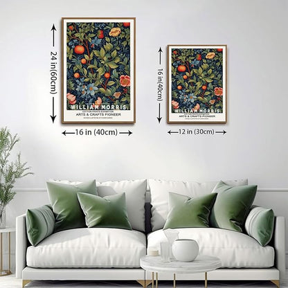 ILLBDR William Morris Framed Wall Art Vintage Bird Canvas Wall Art Set of 3 Colorful Floral Prints Botanical Artwork Classic Aesthetic Pictures Decor for Bedroom Living Room 12x16 Inch