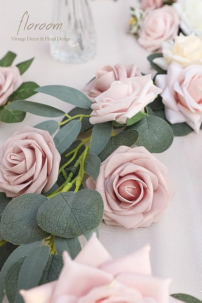 Floroom Artificial Flowers 25pcs Real Looking Shabby Blush Foam Fake Roses with Stems for DIY Wedding Bouquets Bridal Shower Centerpieces Floral Arrangements Party Tables Home Decorations