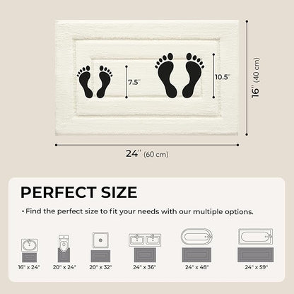 GRANNY SAYS Bathroom Rugs Non Slip, 16" x 24", Bath Rugs for Bathroom Washable, Bath Mats for Floor, Microfiber Bath Mat for Tub, Absorbent Bath Rugs for Shower Room, Ivory