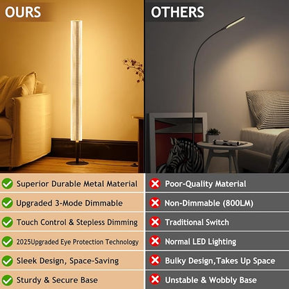 NUÜR Modern Floor Lamp, Dimmable Standing Lamp with Remote Control, Stepless Adjustable Colours & Brightness, Industrial Lighting for Living Room, Bedroom, Office (LED Floor Lamp)