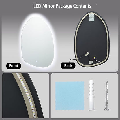 LuxenHome Asymmetrical LED Lighted Mirror for Bathroom, 31"x23" Accent Wall Mirror with Lights, Irregular Vanity Mirror, Washbasin Backlit Led Illuminated Mirror,Entryway, Living Room