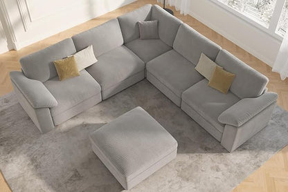 EASE MOOSE Oversized Sectional Modular Sofa,L Shape Sectional Couch with Ottoman,Deep Seat Cloud Couch for Living Room，Removable Cover