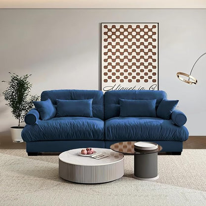 SoarFlash Modern Living Room Velvet Recliner Sofa, Loveseat Sofa for Apartment, Storage Sofa with Solid Wood Frame, Easy to Install (93.7inch, Blue)