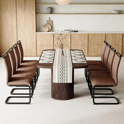 79" Dining Table Set for 8,Large Rectangular Dining Table Set for 8 with Cushioned Chairs,Modern Mid-Century Wood Dining Room Table Set for 8,Ideal for Dining & Gatherings (Walnut)