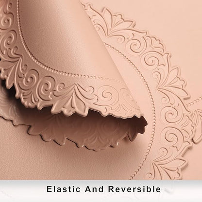 Noctiflorous Round Faux Leather 15 Inch Placemats Set of 4 Waterproof Wipeable Heat Resistant Tablemat for Dining Table Kitchen Non Slip Oilproof Table Place Mat for Indoor Outdoor(Pink, 4)