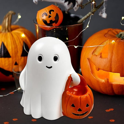 Halloween Ghost Figurine - Pumpkin Ghost, Spooky & Cute Ghost Statue for Home for Gift Party Decor Ghosts Halloween Decorations