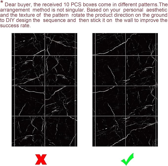 22pcs Marble Peel and Stick Backsplash Waterproof Washroom Wall Panels, Peel and Stick Tile, PVC Foam Wall Panels for Kitchen,Bathroom,living room,Black Wallpaper(Not Real Tile,11.8" x 11.8")