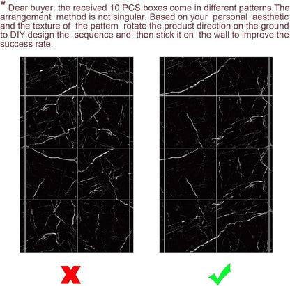 22pcs Marble Peel and Stick Backsplash Waterproof Washroom Wall Panels, Peel and Stick Tile, PVC Foam Wall Panels for Kitchen,Bathroom,living room,Black Wallpaper(Not Real Tile,11.8" x 11.8")