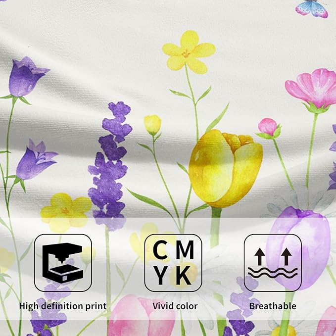 Floral Dish Towels Tulip Lavender Butterfly Microfiber Quick Dry Kitchen Towels Spring