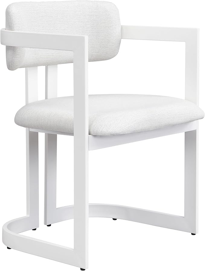 Christopher Knight Home Auber Modern Upholstered Dining Chair Set of 2, Fabric Upholstery Dining Set with Metal Frame, Comfy Side Chair for Living Room, Beige+White