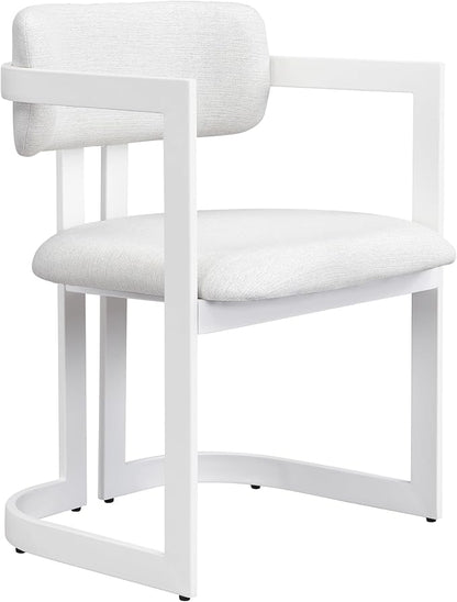 Christopher Knight Home Auber Modern Upholstered Dining Chair Set of 2, Fabric Upholstery Dining Set with Metal Frame, Comfy Side Chair for Living Room, Beige+White
