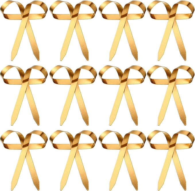 12 Pcs 2025 Metal Christmas Bow Ornaments for Christmas Tree Garland Wreath Bulk Bow with Clip Ornament Vintage Indoor Outdoor Home Xmas Party Decorations, 4 x 5 Inches (Gold)