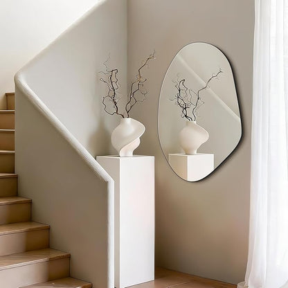 FICTOR Irregular Asymmetrical Wall Mirror, 32" x 19" Modern Decorative Mirror for Entryway, Bathroom, Bedroom, Living Room, Dining Room