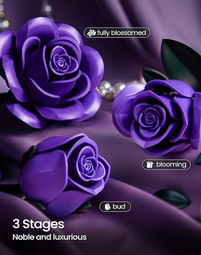 iATOM Purple Rose Bouquet Building Set, Compatible with Lego Flowers for Adults Women, Botanical Collection Gift for Halloween & Valentines Day - Artificial Plant Gothic Home Decor - IA11017