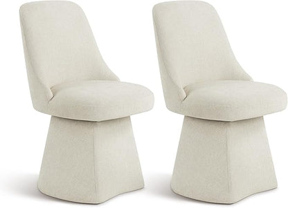 Swivel Dining Chair Mid Century Modern DeskChair High Back Upholstered Linen Fabric SideChair for Kitchen Diningroom Bedroom,Linen,4 Box