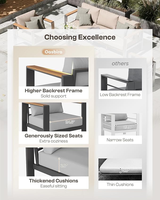 Aluminum Outdoor Patio Furniture Loveseat, All-Weather Outdoor Patio Chair with Washable Thick Cushion, Patio Outdoor Chair for Porch, Balcony, Deck, Yard, Gray