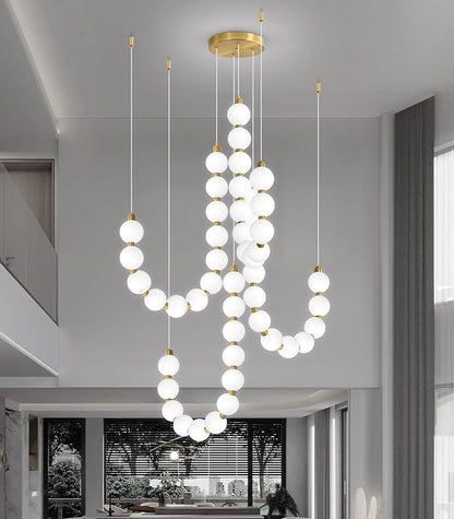 Modern Chandeliers LED Dimmable Light Acrylic Balls Ceiling Pendant Lighting for Living Room Dining Room Bedroom Adjustable Hanging Lights 90 Watts Gold Lamp