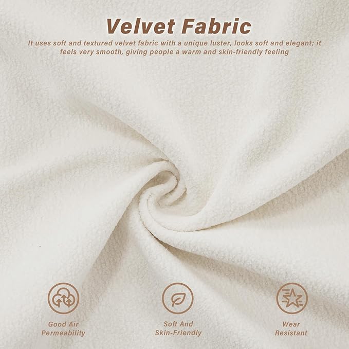 SoarFlash Velvet Sectional Sofa Ottoman, White