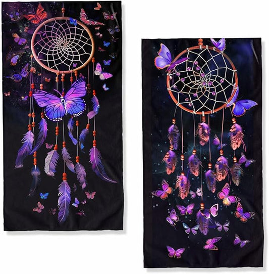 Butterfly Kitchen Towels Set of 2 Fantasy Dreamcatcher Purple Dish Towels Tabletop Decor Butterfly