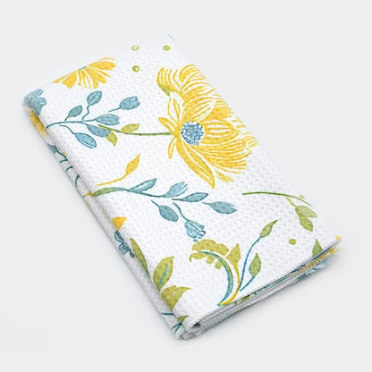 Eunzel Kitchen Tea Towel Quick Dry Microfiber Dish Towels with Hanging Loop, Serene Meadow Blooms