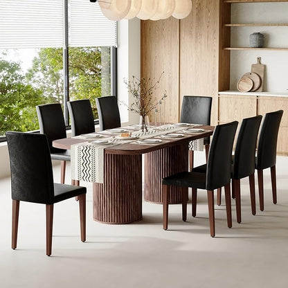 79" Dining Table Set for 8,Large Rectangular Dining Table Set for 8 with Cushioned Chairs,Modern Mid-Century Wood Dining Room Table Set for 8,Ideal for Dining & Gatherings (Walnut)