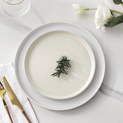 AmorArc Ceramic Dinnerware Sets for 4, 12 Piece Stoneware Plates and Bowls Set, Scratch Resistant Plates Set, Dishwasher & Microwave Safe Dishes - Service for 4