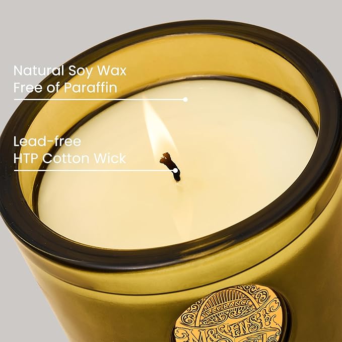 M&SENSE Natural Strong Soy Candle | Sandalwood Jasmine & Green | 9.2 oz, 50H Burn Time | Luxury Candle for Relaxation, Gifting, Home Décor | Ideal for Bedroom, Office, Party Ambiance