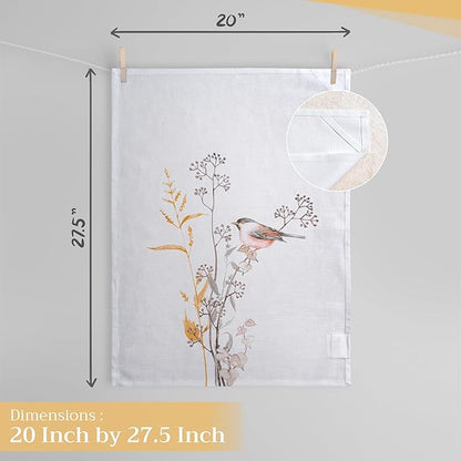 Maison d'Hermine Dish Towels 100% Cotton Absorbent Meadow Florals Beige Set of 3 Spring Summer
