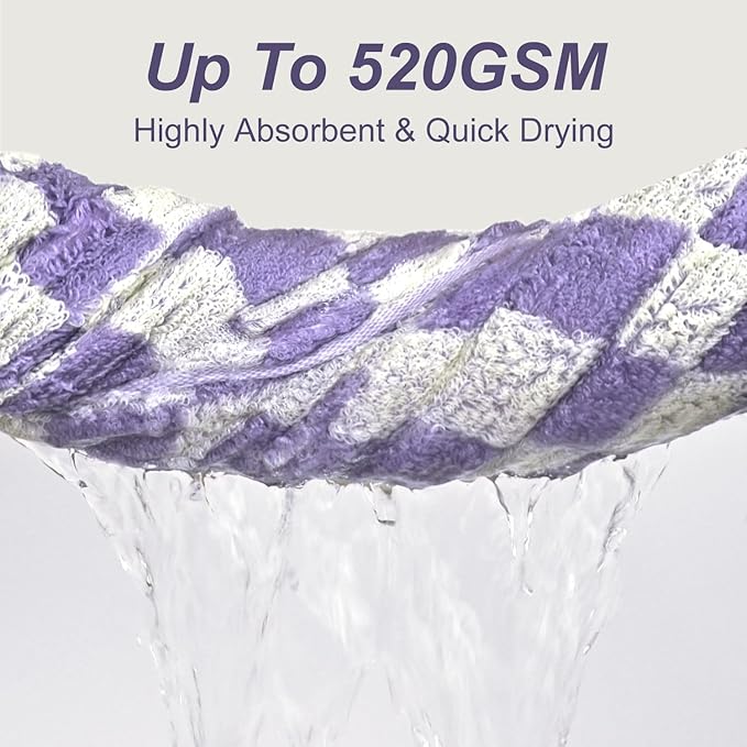 Jacquotha Shower Towels for Bathroom 27.5x55 Inches Quick Dry Bath Towels Soft & Lightweight 2Pack Cute Checkered Towel Sets Lilac
