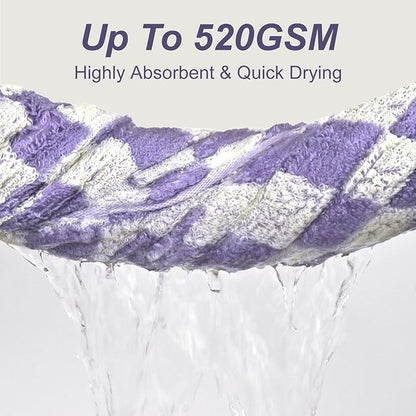 Jacquotha Shower Towels for Bathroom 27.5x55 Inches Quick Dry Bath Towels Soft & Lightweight 2Pack Cute Checkered Towel Sets Lilac
