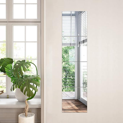 Home Gym Wall Mirror, 12"x12"x4PCS Full Length Home Gym Workout Mirror for Garage, Bedroom, Living Room, Over The Door