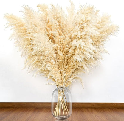 46" inch 11 Stems Natural Pampas Grass Tall Decor,Pompas Grass,Large Beige Tall Pampas Grass for Floor Vase,Wedding Decorations,Party,Boho Home Decor,and Creating a Boho Ambiance