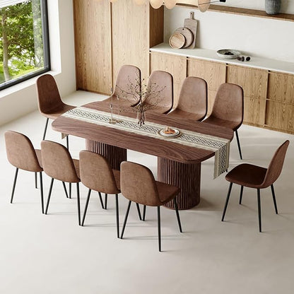 79" Dining Table Set for 10,Large Rectangular Kitchen Table Set for 10 with Cushioned Chairs,Modern Mid-Century Wood Dining Room Table Set for 10,Ideal for Dining & Gatherings (Walnut)