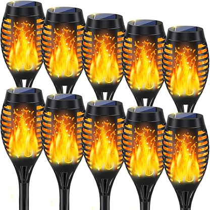 10Pack Solar Lights Outdoor, Solar Torch Lights Outdoor Flickering Flame for Christmas Decorations, Waterproof Garden Light Solar Powered , Torches Flame Light for Outside Yard Patio Lawn Garden Decor