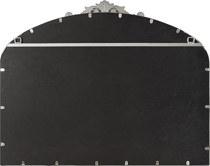 Kate and Laurel Arendahl Ornate Traditional Arched Mirror; 36 x 29; Silver; Decorative Baroque Style Arched Wall Mirror with Wide Frame and Crown