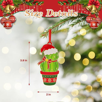 Cactus Christmas Ornaments 2025 for Holiday Party Decor, Metal Ornament for Home, Xmas Gift Cute Tree Decorations