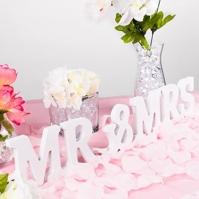 Super Z Outlet White Wooden Mr and Mrs Signs Wedding Present for Party Table Top Dinner Decoration, Display Stand Figures, Home Wall