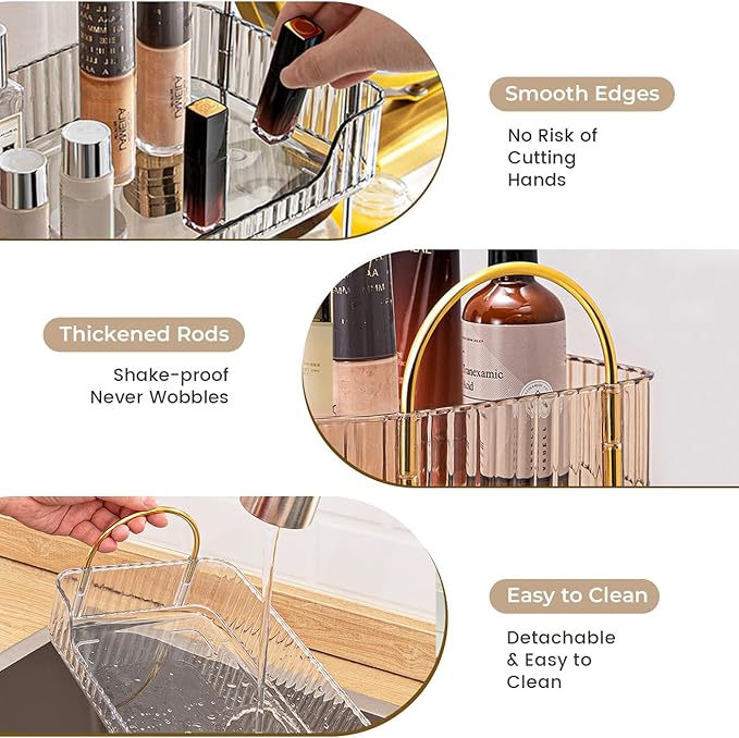 Aveniee Bathroom Counter Organizer, 3 Tier Perfume Skin Care Countertop Storage Shelf, Vanity Makeup Tray for Cosmetic Skincare Lotion,Grey