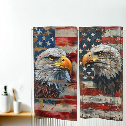 American Flag Kitchen Towels Vintage Bald Eagle USA Flag