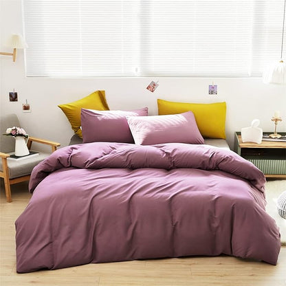 Pureant Dusty Purple Comforter Set Full Solid Mauve Bedding Comforter Sets for Women Girls Grape Color Full Comforter Soft Dusty Lilac Purple Comforter Sets Lavender Bed