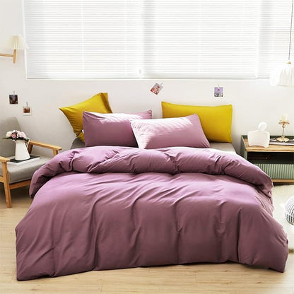 Pureant Dusty Purple Comforter Set Queen Solid Mauve Purple Bedding Comforter Sets for Women Girls Grape Purple Queen Comforter Soft Dusty Lilac Purple Queen Size Comforter Sets Lavender Purple Bed
