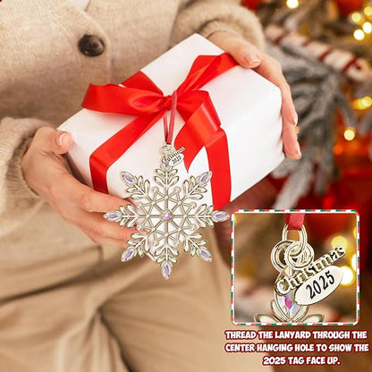Christmas Snowflake Ornaments 2025 Decorations for Christmas Tree, Metal Hanging Rhinestones Ornament Decor, Glitter Crafts Snowflake Decorations Indoor Xmas Gifts for Holidays Winter Annual Keepsake