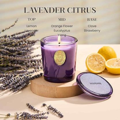 M&SENSE Natural Soy Candle | Lavender Citrus & Purple | 9.2 oz, 50H Burn Time | Luxury Scented Candle for Relaxation, Gifting, Home Décor | Ideal for Bedroom, Office, Party Ambiance