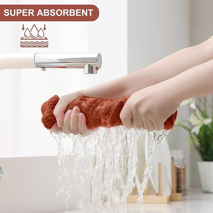 Homaxy 100% Cotton Kitchen Towels and Dishcloths Set, 12 x 12 Inches and 13 x 28 Inches, Set of 8 Bulk Kitchen Towels Set, Ultra Soft Absorbent Dish Cloths for Washing Dishes, Rust