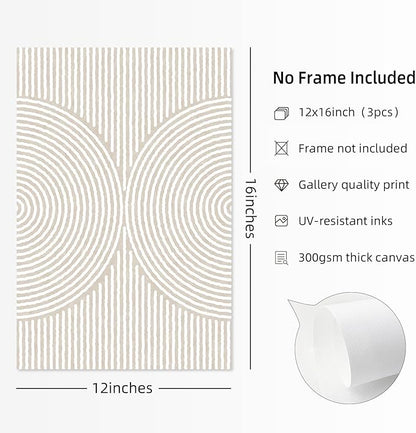 Modern Abstract Pictures Wall Art Boho Neutral Canvas Wall Art Minimalist Wall Decor Black Brown Artwork Abstract Modern Painting Prints for Living Room Bedroom 12x16 Inch Unframed Set of 3 (NO FRAME)