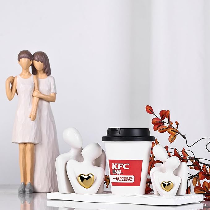 Mini Couple Statue Tv Stand Decor Items for Living Room Home Decor,Bedroom Decor for Couples Sculpture for Anniversary Wedding,Love Gifts for Couples 2025,Knick Knacks for Shelve (White, 4.72in)