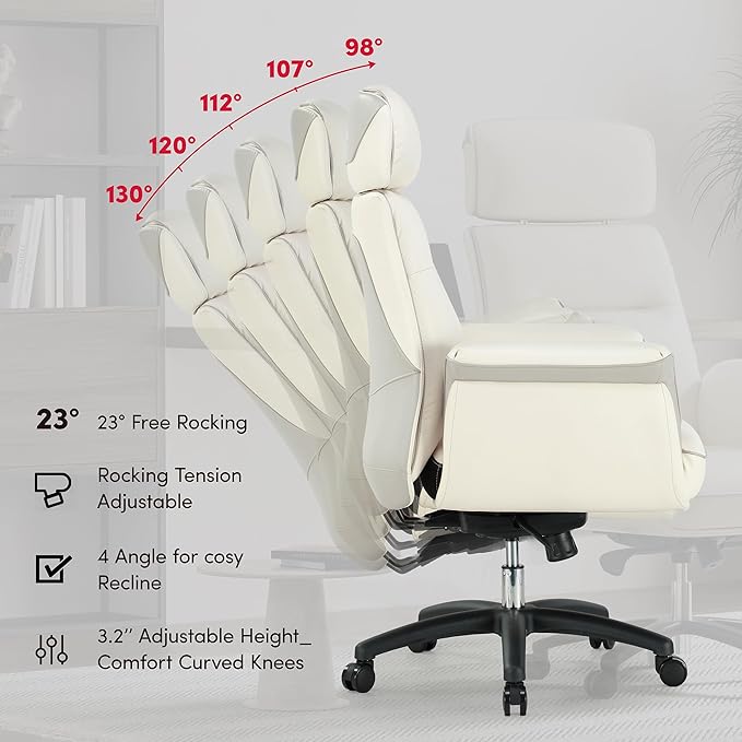 EUREKA ERGONOMIC Microfiber Leather Office Chair Ergonomic Desk Chair, Executive Chair Office Gaming Chair, Comfy Big and Tall Office Chair with Elevatable Headrest & Padded Armrests, Beige